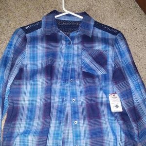 Girls navy flannel shirt